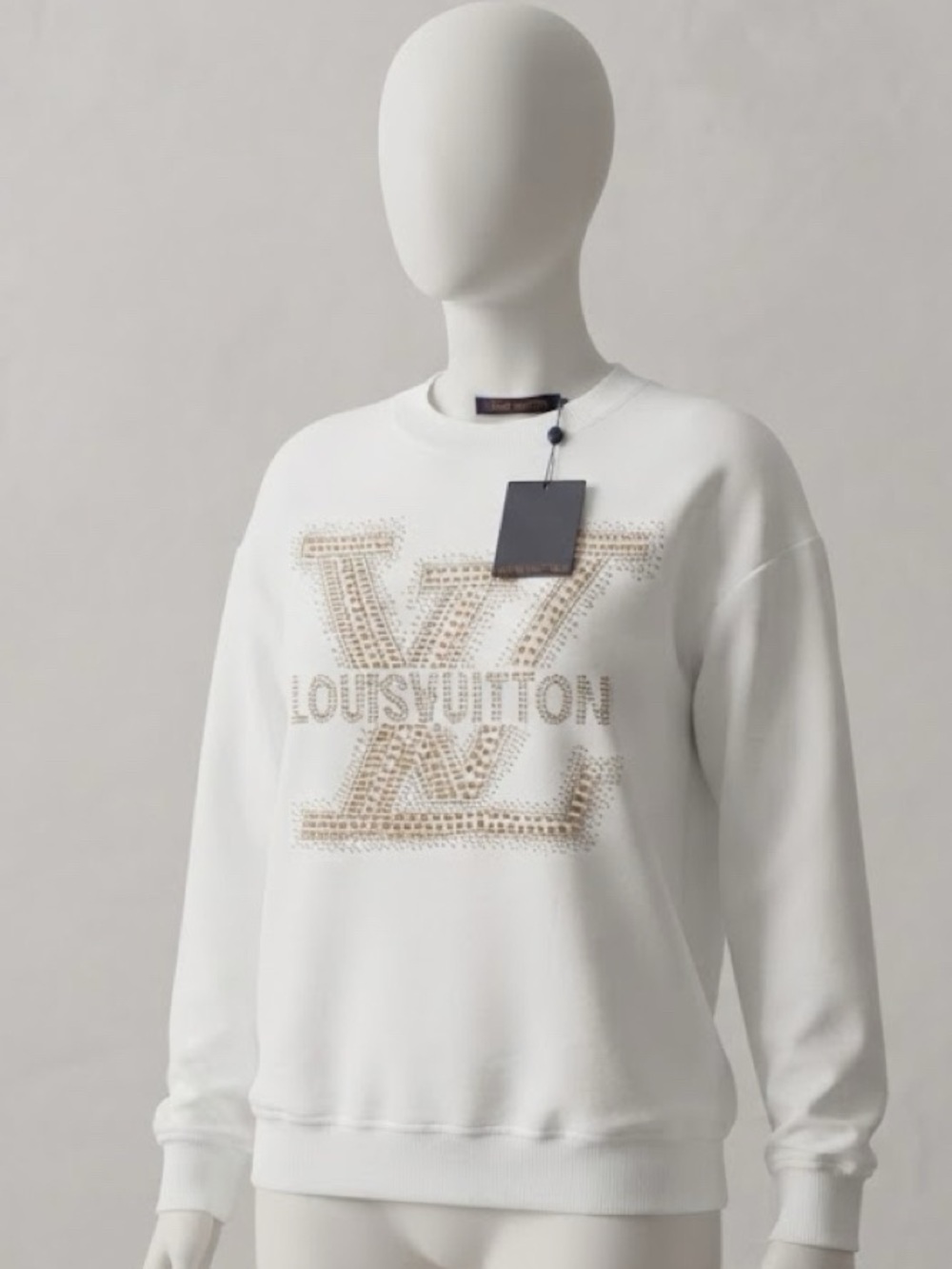 Brand New Handmade  White Logo Embellished Crewneck Sweatshirt